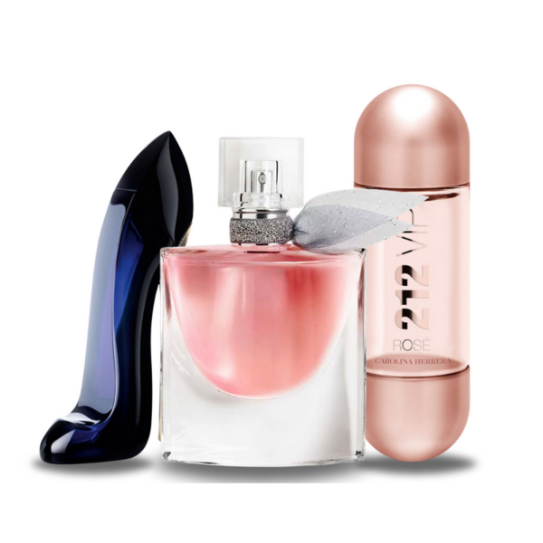 Promotiepakket met 3 parfums – Good Girl, La Vie Est Belle en 212 VIP Rosé 100ml